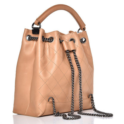 Chanel Calfskin Stitched Medium Urban Luxury Drawstring Backpack Beige 3 of 9