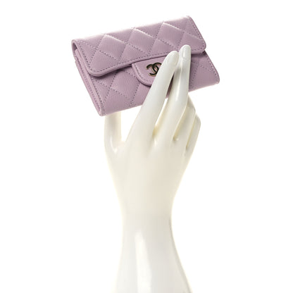 Chanel Caviar Quilted Flap Card Holder Wallet Light Purple 2 of 8
