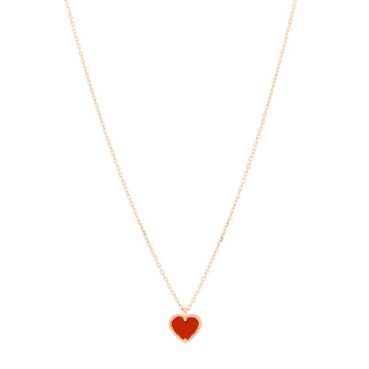 Van Cleef & Arpels 18K Rose Gold Carnelian Sweet Alhambra Heart Pendant Necklace 1 of 5