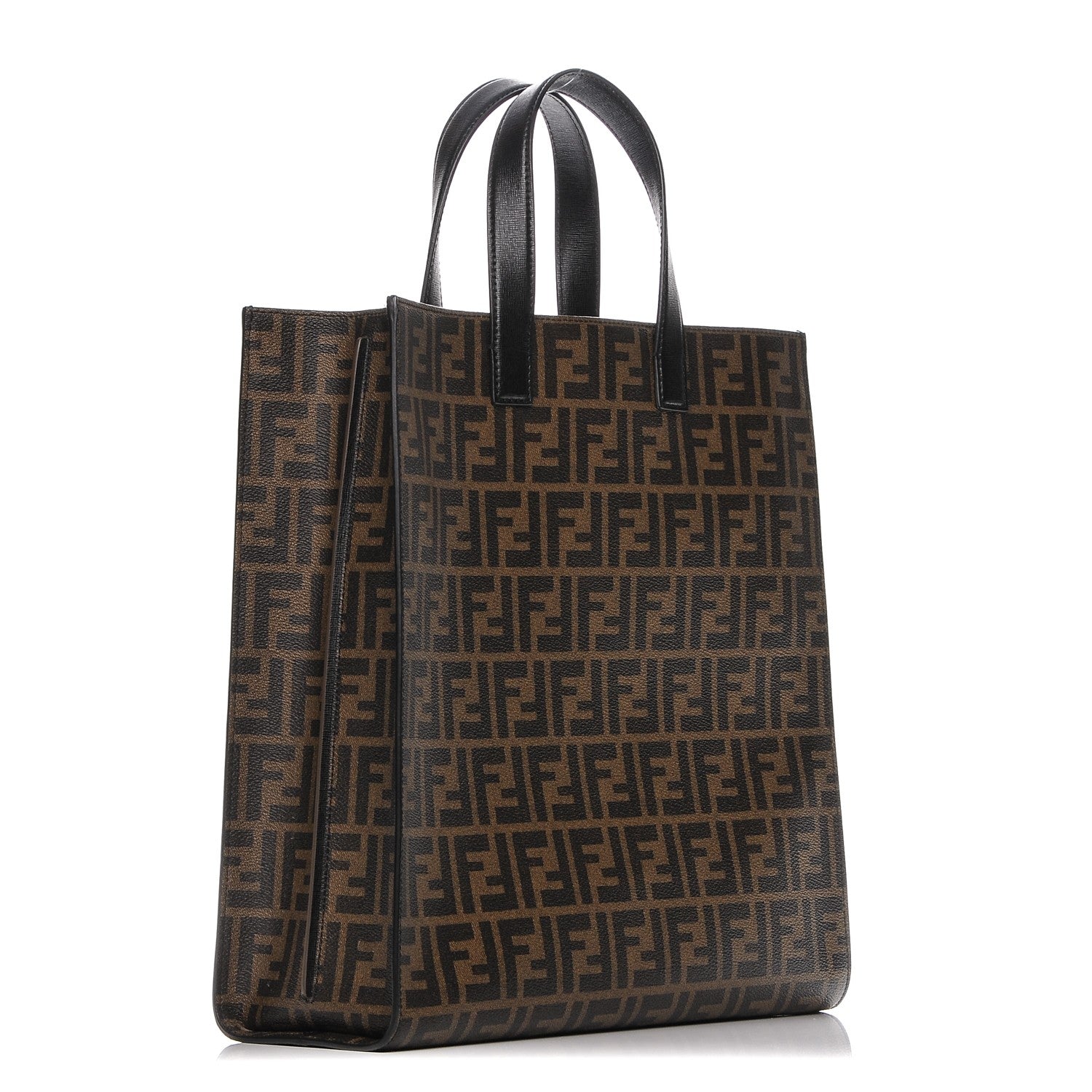Fendi Zucca Spalmati Vitello Elite Shopping Tote Tobacco Black 3 of 6