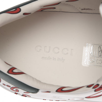 Gucci Calfskin GucciGhost Print Womens Ace Sneakers 38 White Hibiscus Red 6 of 9