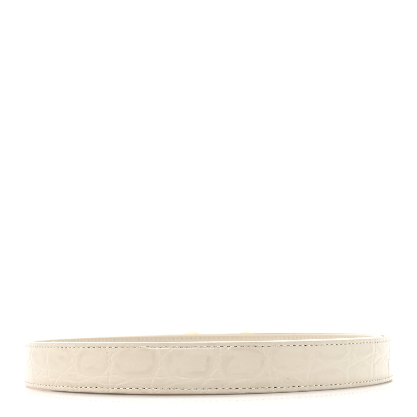 Calfskin Crocodile Embossed Maillon 20mm Cintura Belt 80 32 Crema Soft