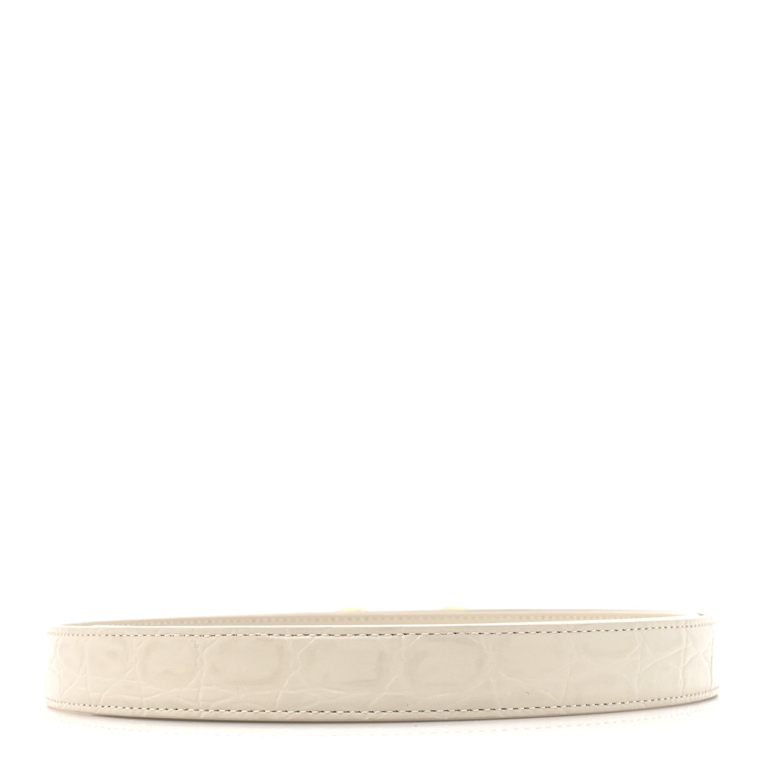 Saint Laurent Calfskin Crocodile Embossed Maillon 20mm Cintura Belt 80 32 Crema Soft 2 of 5