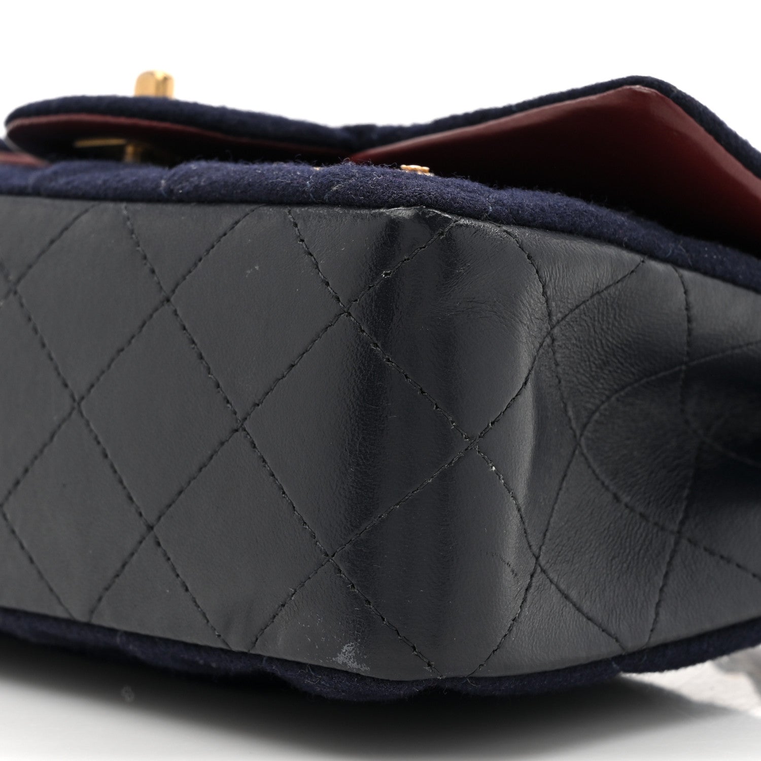 Chanel Felt Quilted Paris-Hamburg Charms Mini Rectangular Flap Black Dark Navy 10 of 11