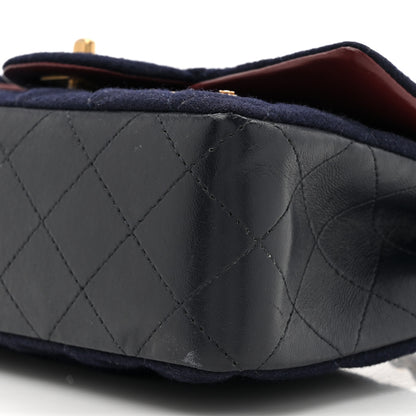 Chanel Felt Quilted Paris-Hamburg Charms Mini Rectangular Flap Black Dark Navy 10 of 11