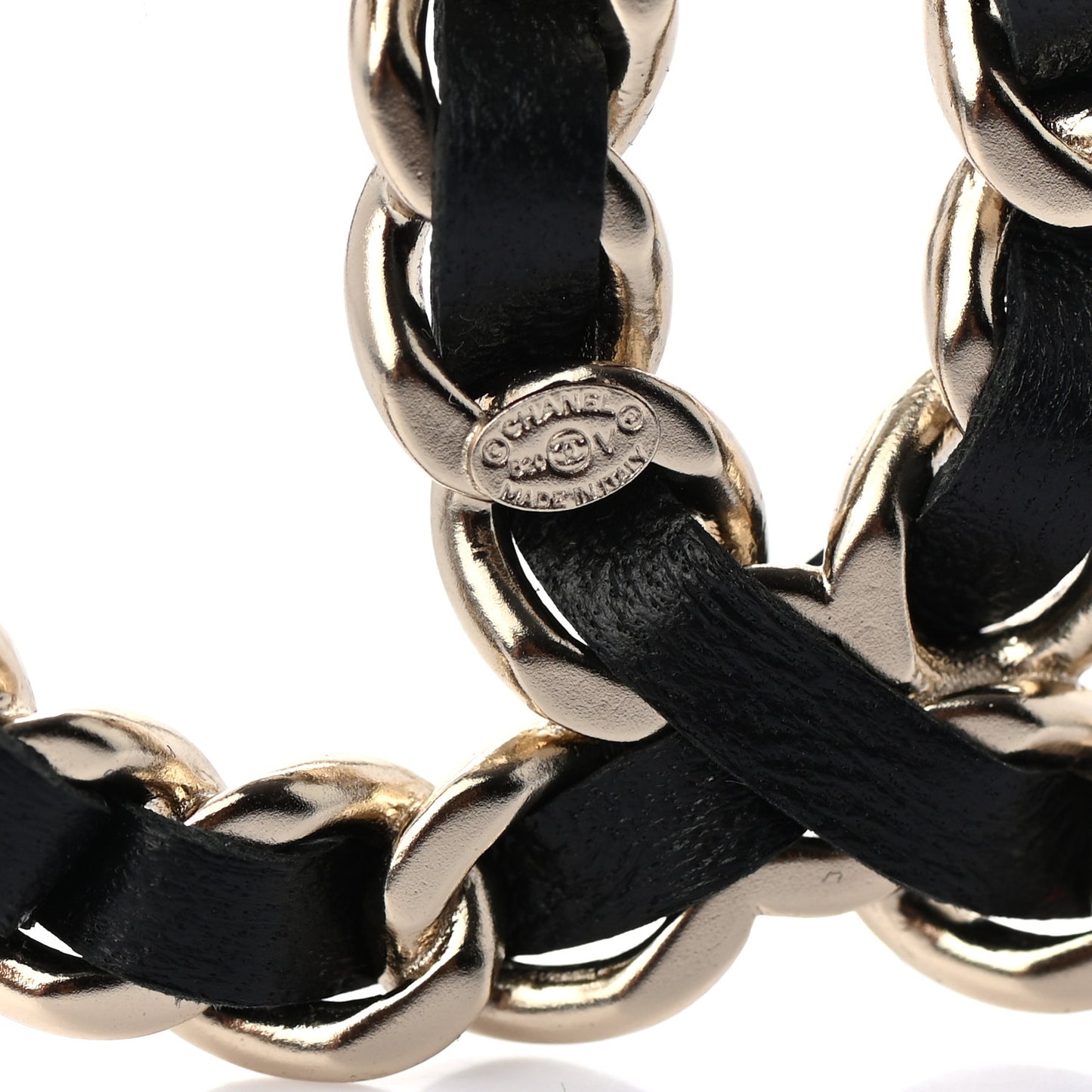 Lambskin Chain CC Brooch Black Gold