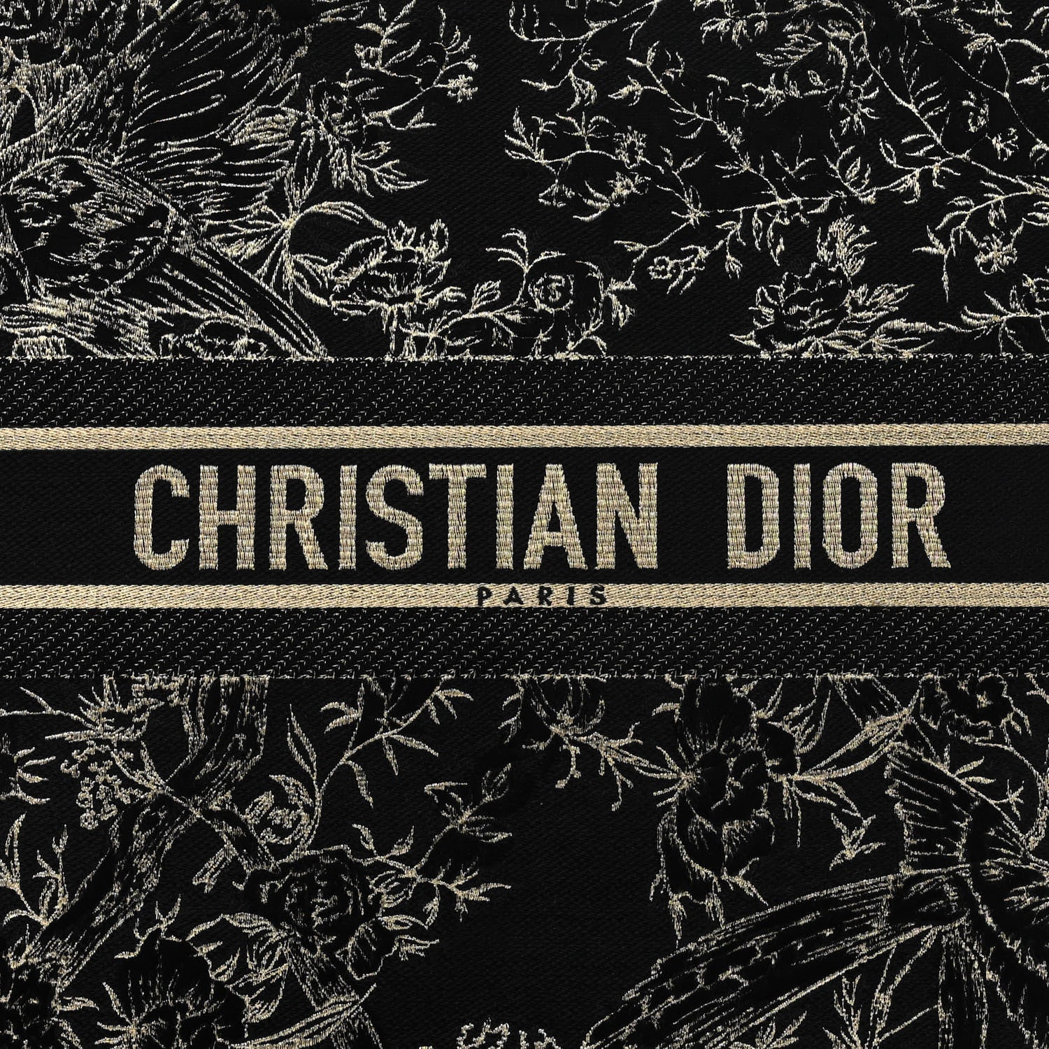 Christian Dior Velvet Jardin d'Hiver Embroidered Large Book Tote Black Gold 8 of 10
