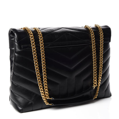 Saint Laurent Calfskin Y Quilted Monogram Medium Loulou Chain Satchel Black 4 of 14