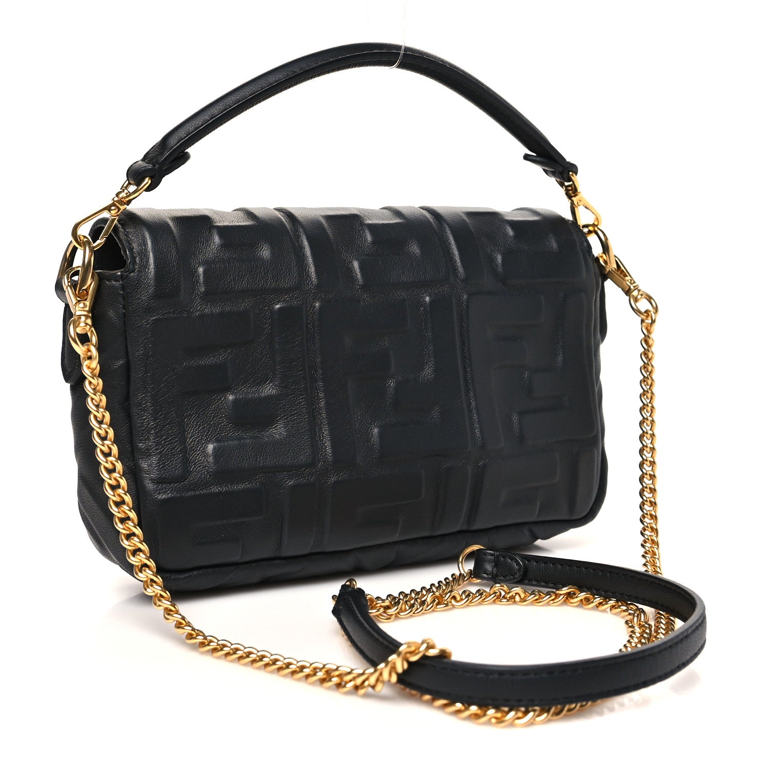 Fendi Nappa FF 1974 Embossed Mini Baguette Black 3 of 10