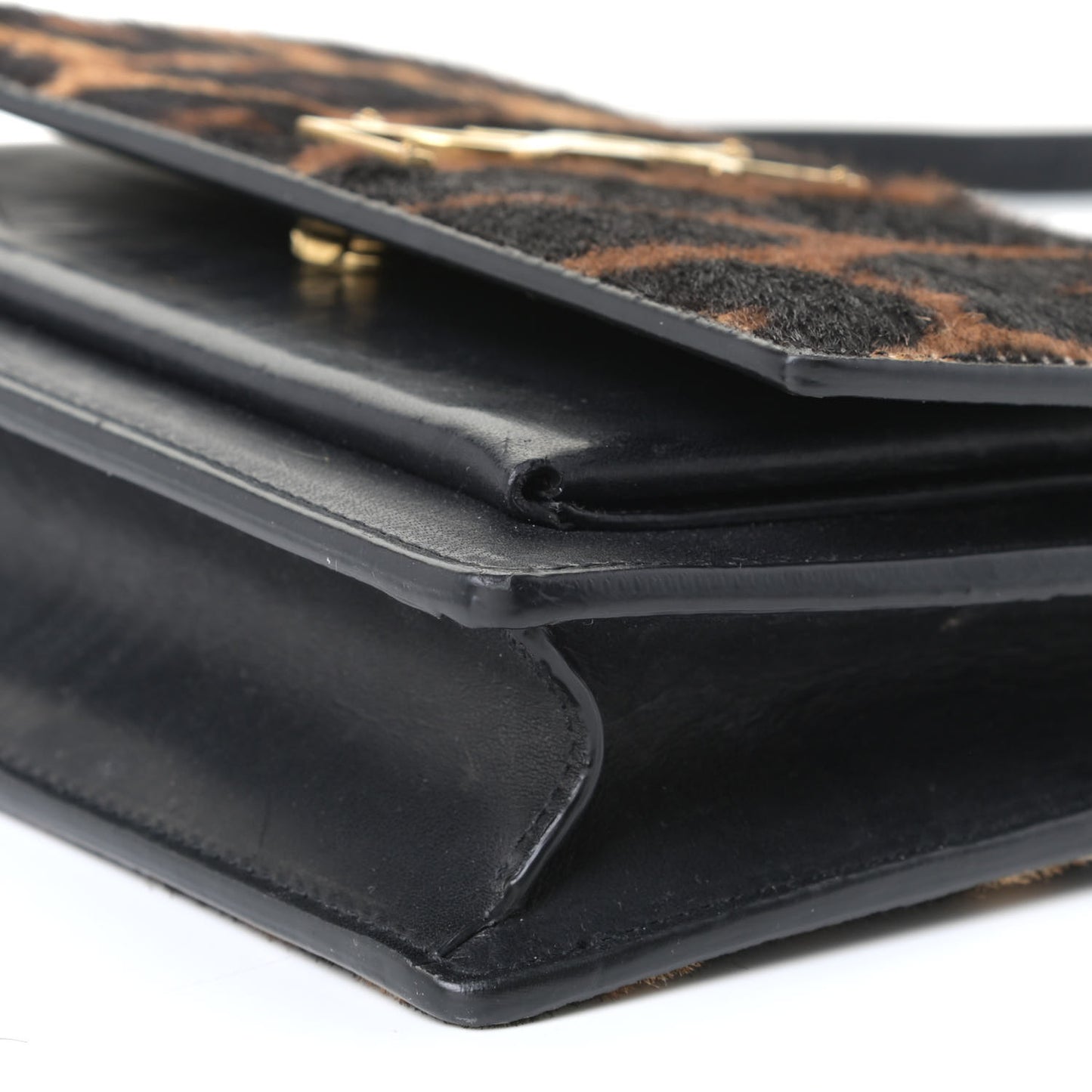 Pony Hair Monogram Leopard Print Sunset Chain Wallet