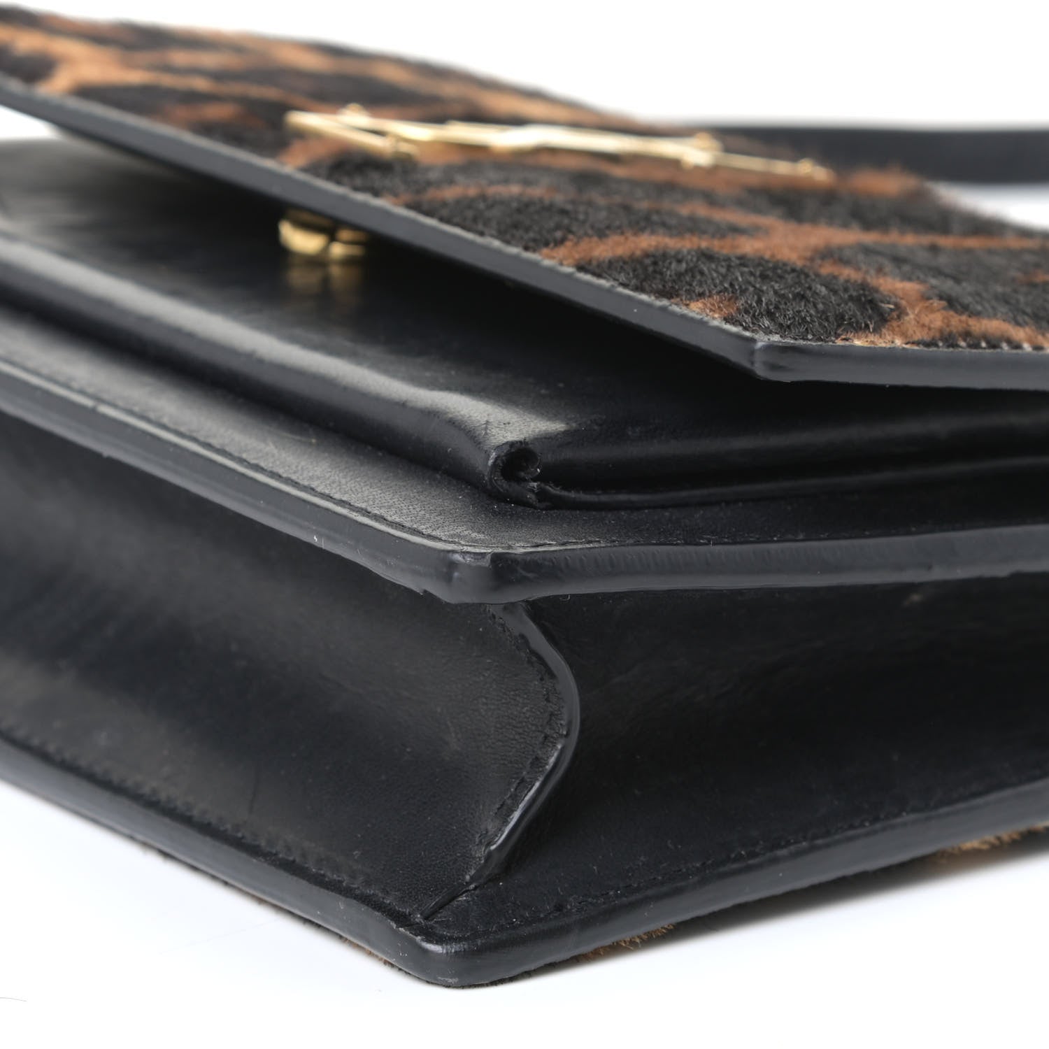Saint Laurent Pony Hair Monogram Leopard Print Sunset Chain Wallet 5 of 8
