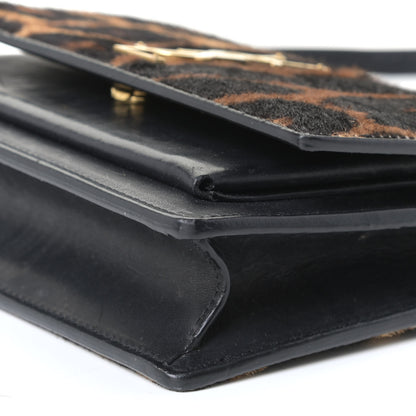 Saint Laurent Pony Hair Monogram Leopard Print Sunset Chain Wallet 5 of 8