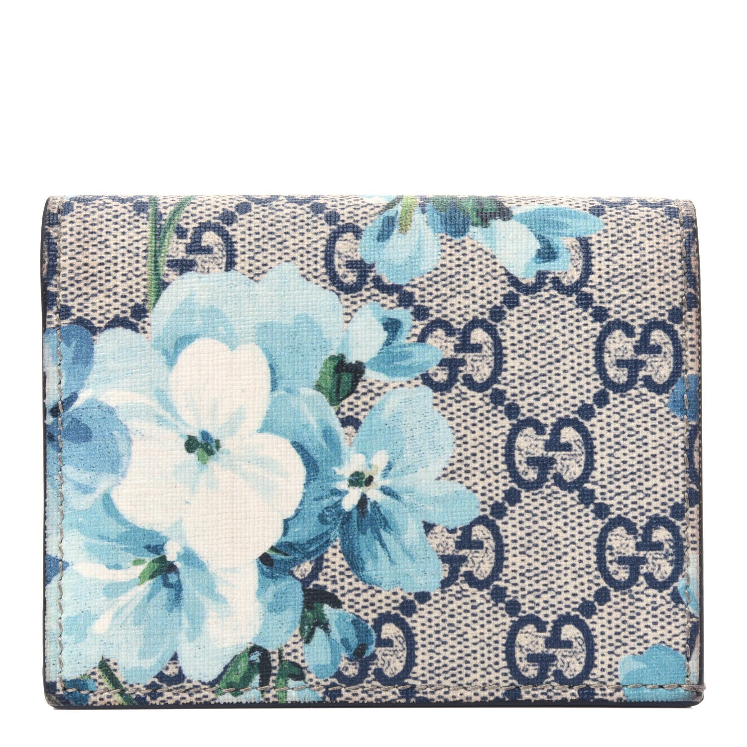 Gucci GG Supreme Monogram Blooms Card Case Beige Blue Navy Hibiscus Red 1 of 14