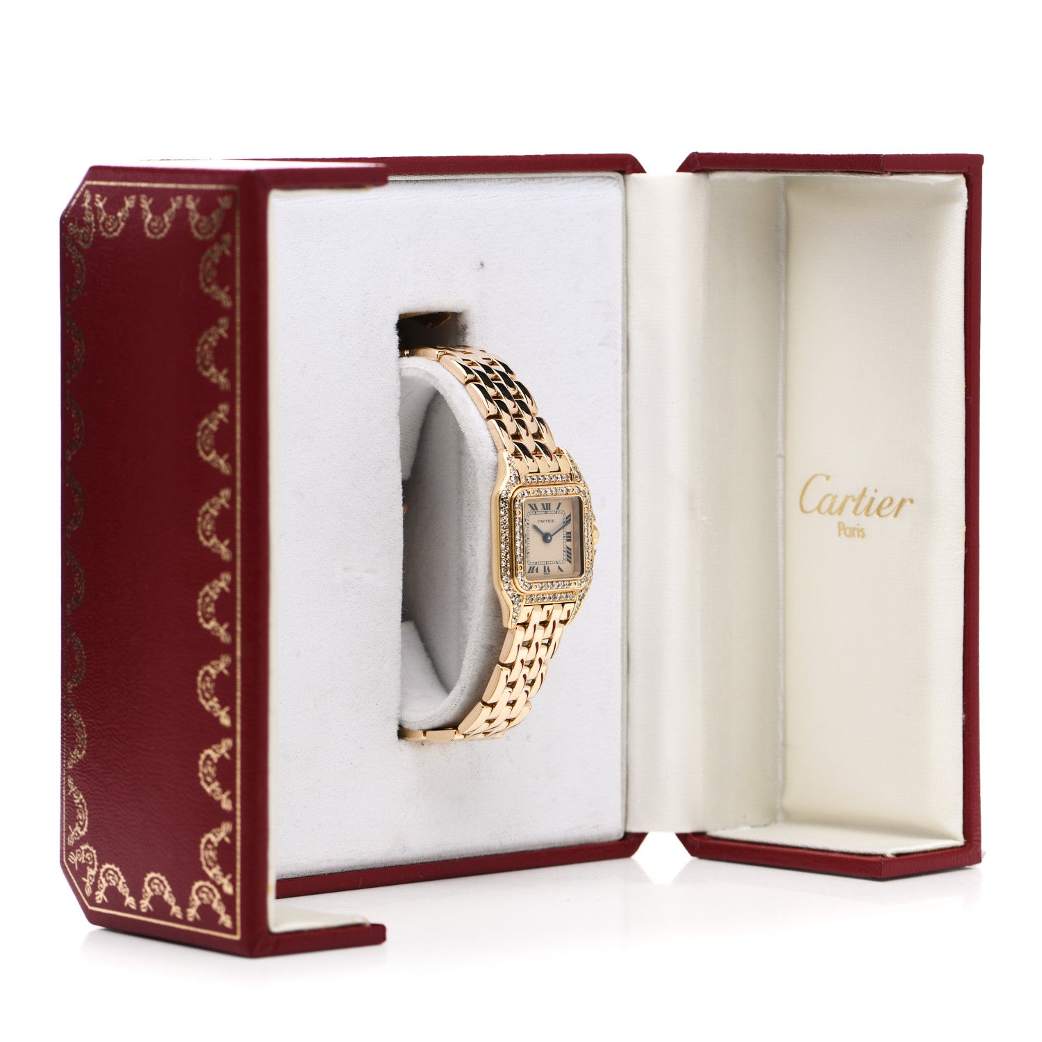 Cartier 18K Yellow Gold Diamond 22mm Double Row Panthere Quartz Watch 5 of 5