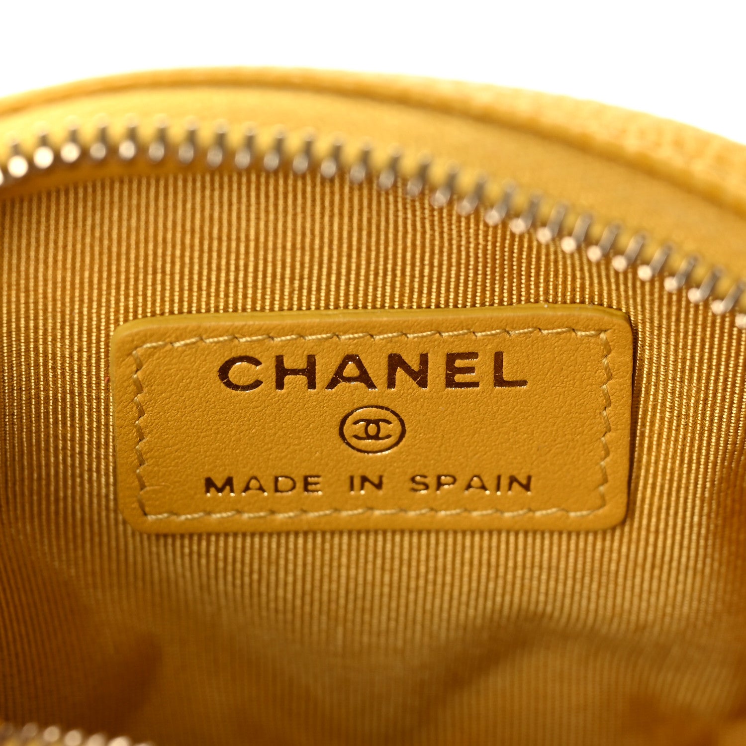 Chanel Caviar Quilted Zip Around Classic Coin Purse Yellow 6 of 7