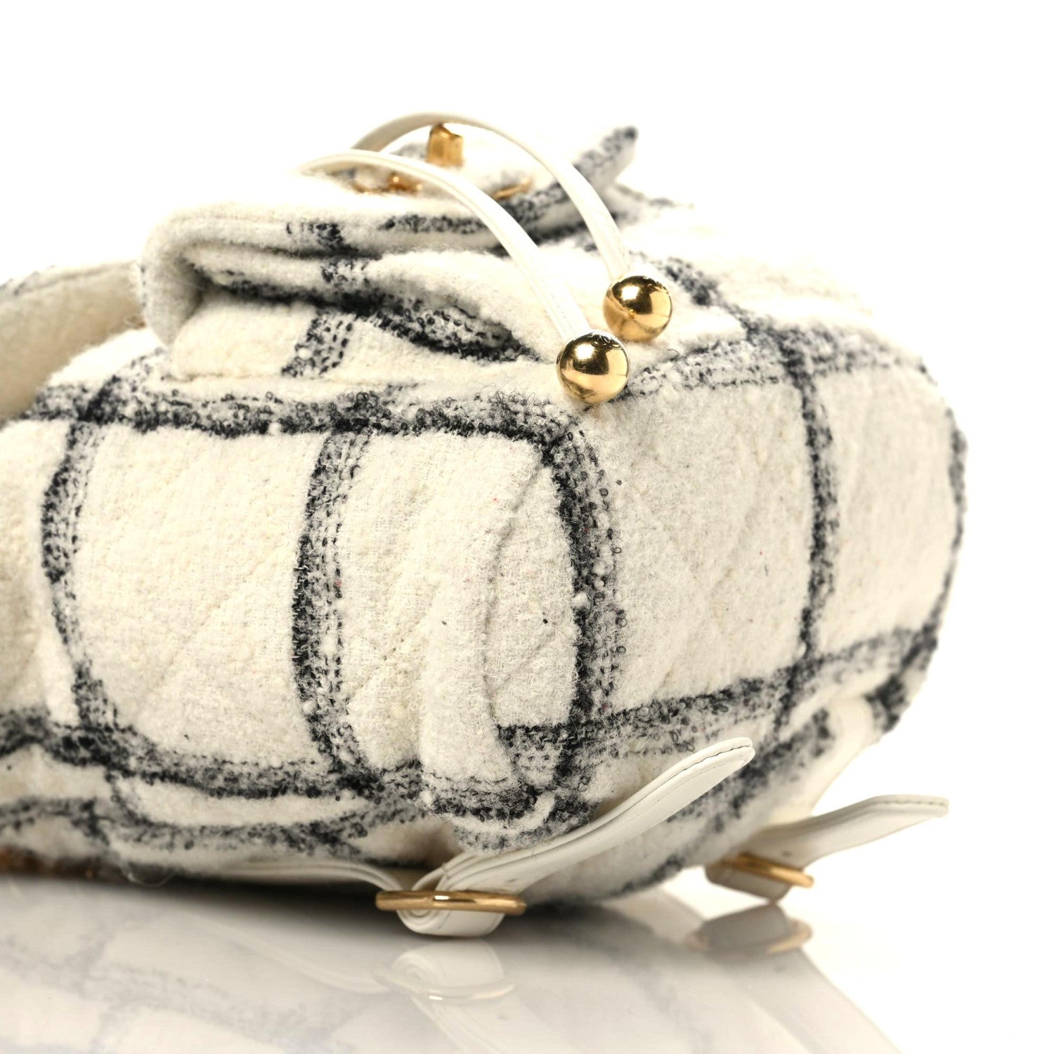 Chanel Wool Tweed Elegant Backpack Ecru Black 7 of 10