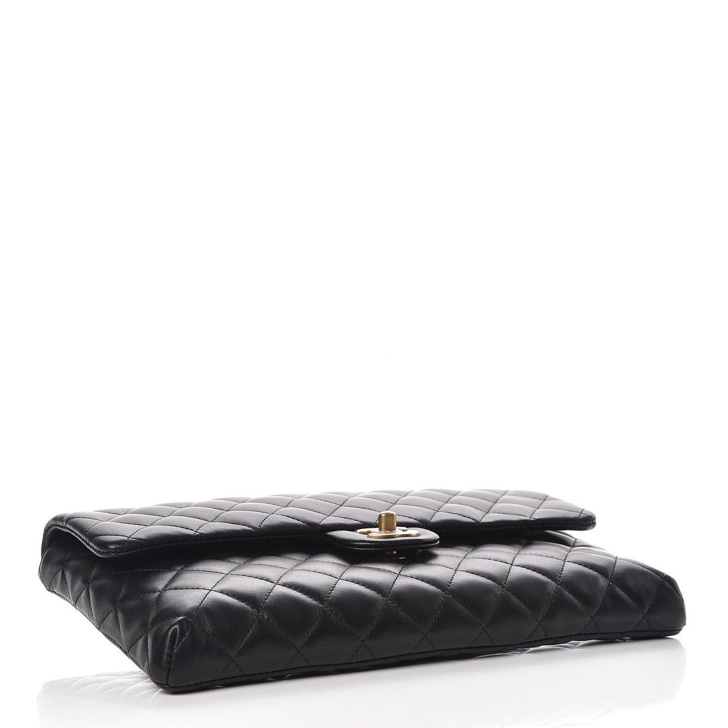 Lambskin Quilted Flap Clutch Black