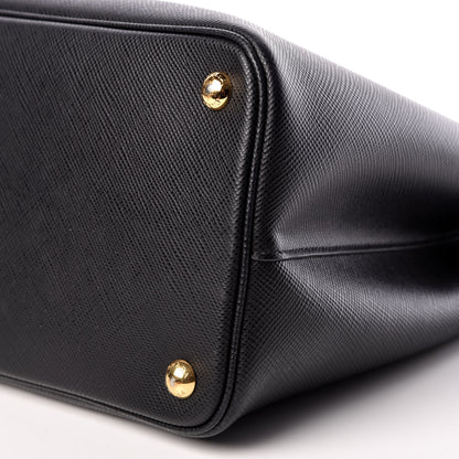 Prada Saffiano Cuir Medium Double Bag Black Fuoco 6 of 11