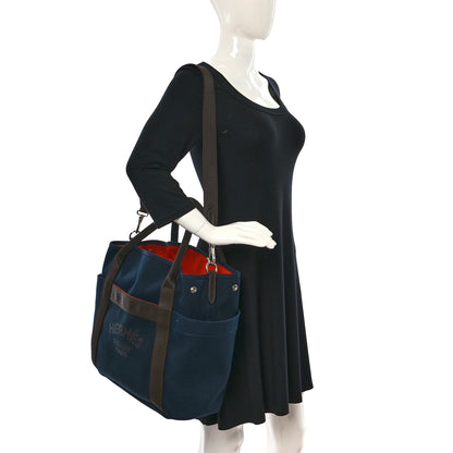 Hermes Toile Sac De Pansage Groom Bleu Navy Feu 2 of 10