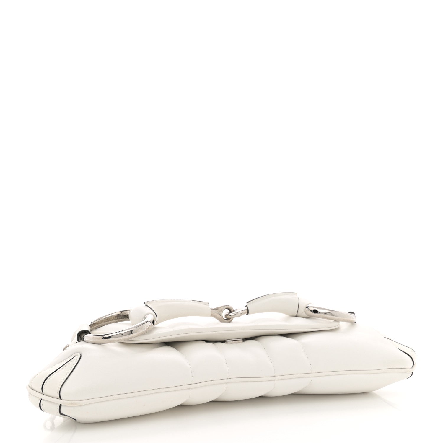 Gucci Nappa Vertical Matelasse Medium Maxi Horsebit Chain Shoulder Bag Mystic White 4 of 13