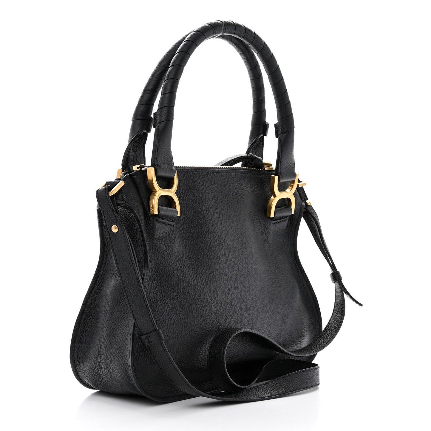 Calfskin Small Marcie Satchel Black