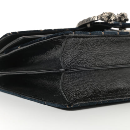 Gucci Velvet Skipper GG Monogram Small Dionysus Shoulder Bag Blue Beige Black 9 of 14