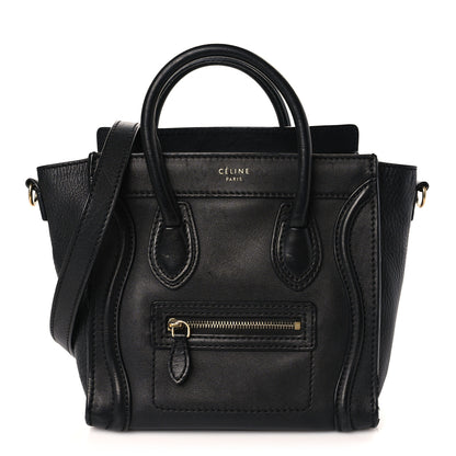 Celine Pebbled Calfskin Nano Luggage Black 1 of 10