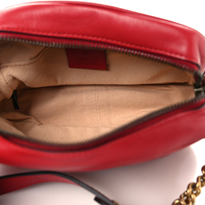 Gucci Calfskin Matelasse Mini GG Marmont Chain Shoulder Bag Hibiscus Red 5 of 10