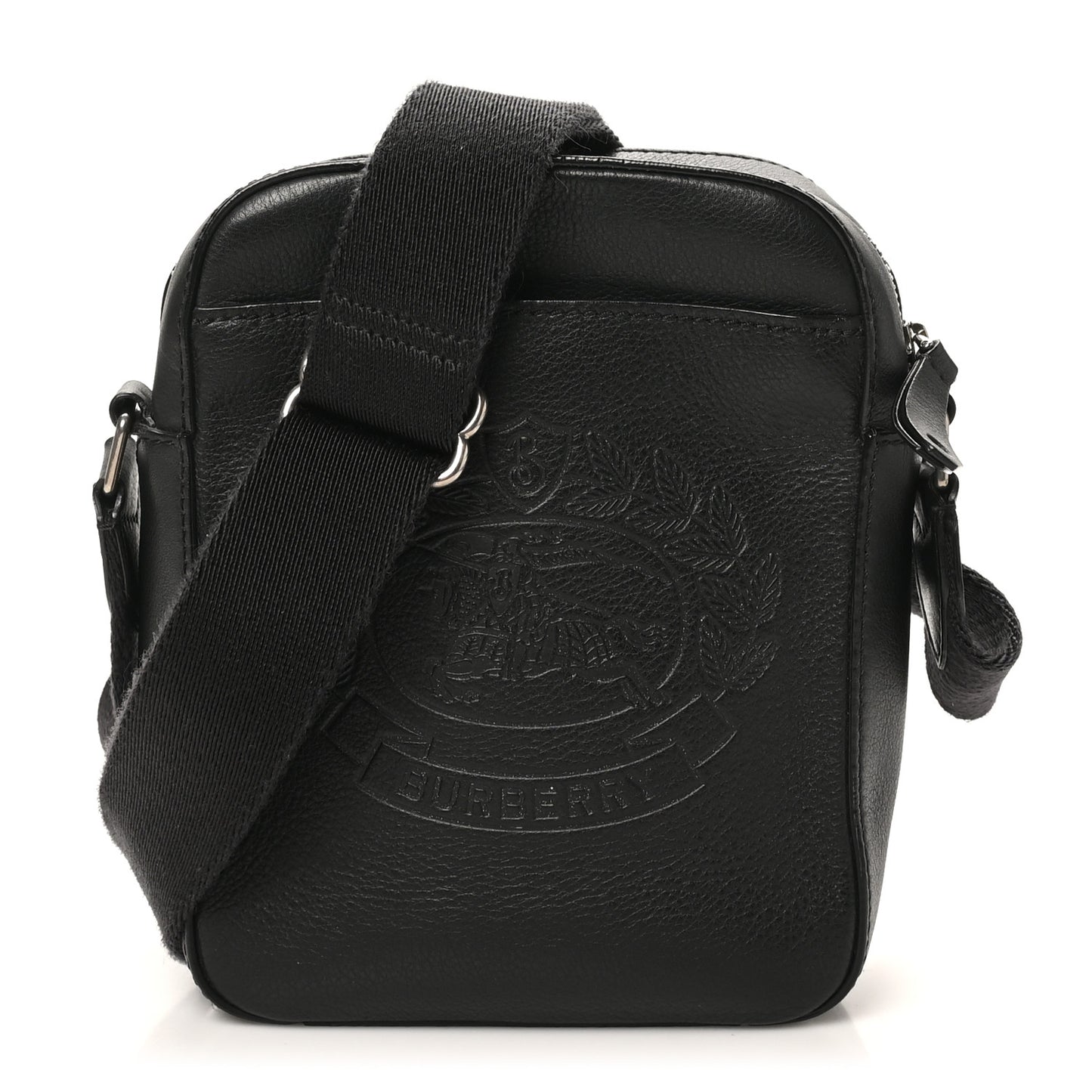 Pebbled  Calfskin Embossed Thornton Messenger Bag Black
