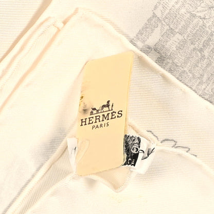 Hermes Silk Le Jardin de Leila Scarf 90 White Black Anthracite 3 of 3
