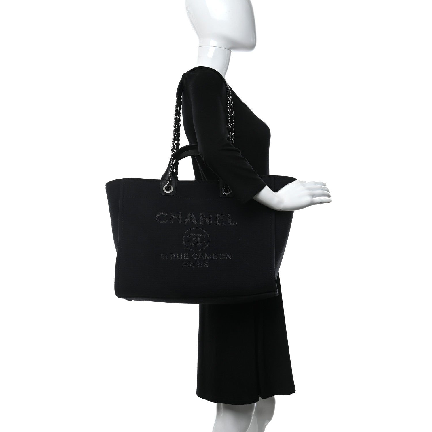 Chanel Mixed Fibers Medium Deauville Tote Black 2 of 9