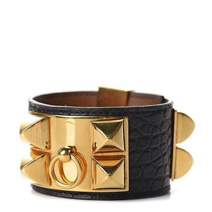 Hermes Matte Alligator Collier de Chien CDC Bracelet S Black 1 of 7