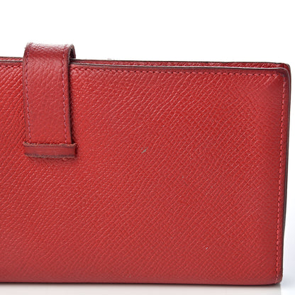 Hermes Epsom Bearn Gusset Wallet Rouge Casaque 16 of 18