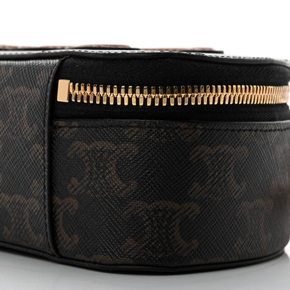 Celine Calfskin Triomphe Canvas Half Moon Case Tan 10 of 11