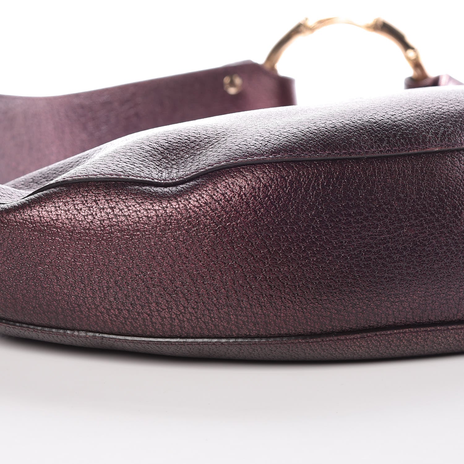 Gucci Metallic Calfskin Bamboo Ring Hobo Aubergine 8 of 9