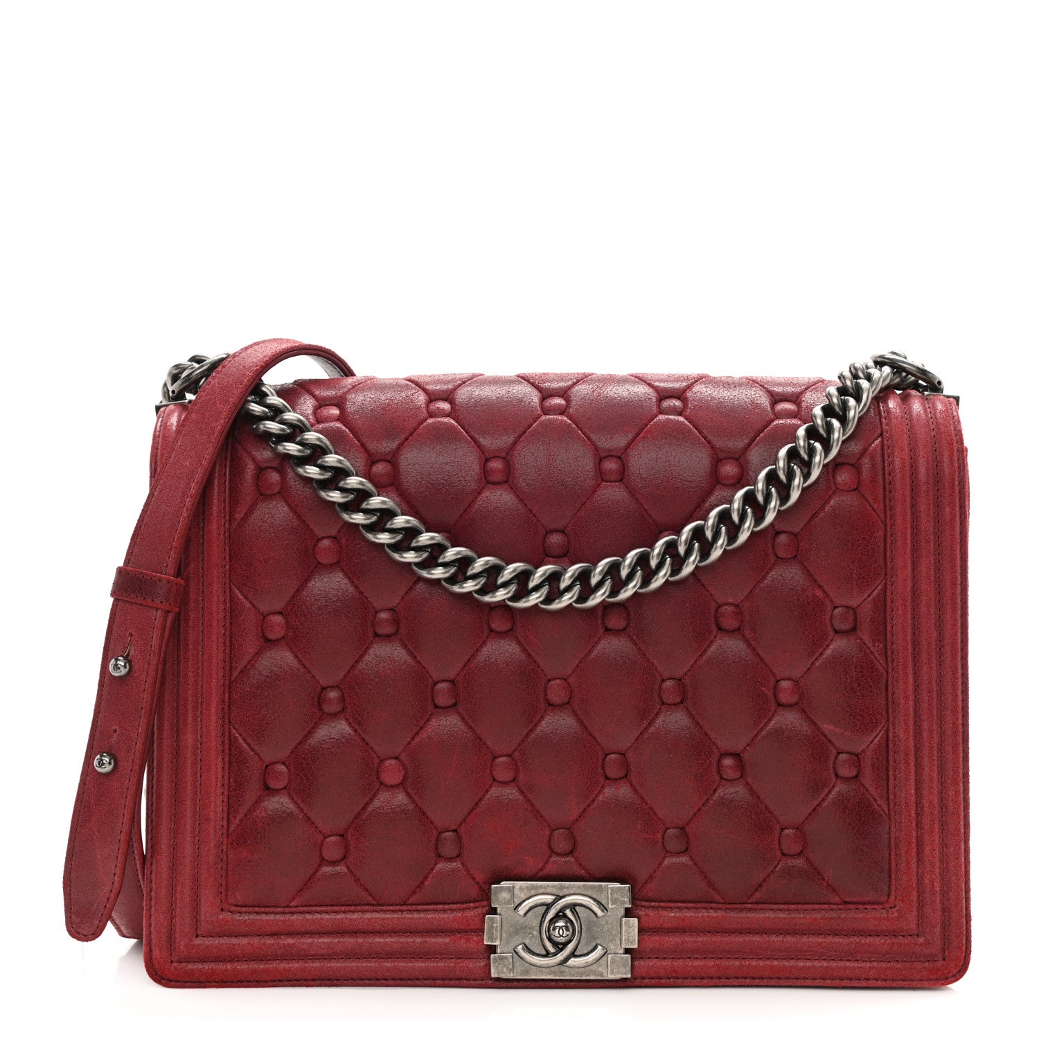 Chanel Nubuck Chesterfield Quilted Large Celtic Boy Flap Burgundy 1 of 10