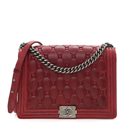 Chanel Nubuck Chesterfield Quilted Large Celtic Boy Flap Burgundy 1 of 10