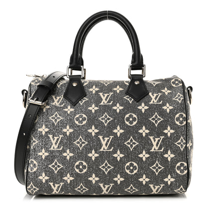 Louis Vuitton Denim Monogram Jacquard Speedy Bandouliere 25 Black 1 of 10