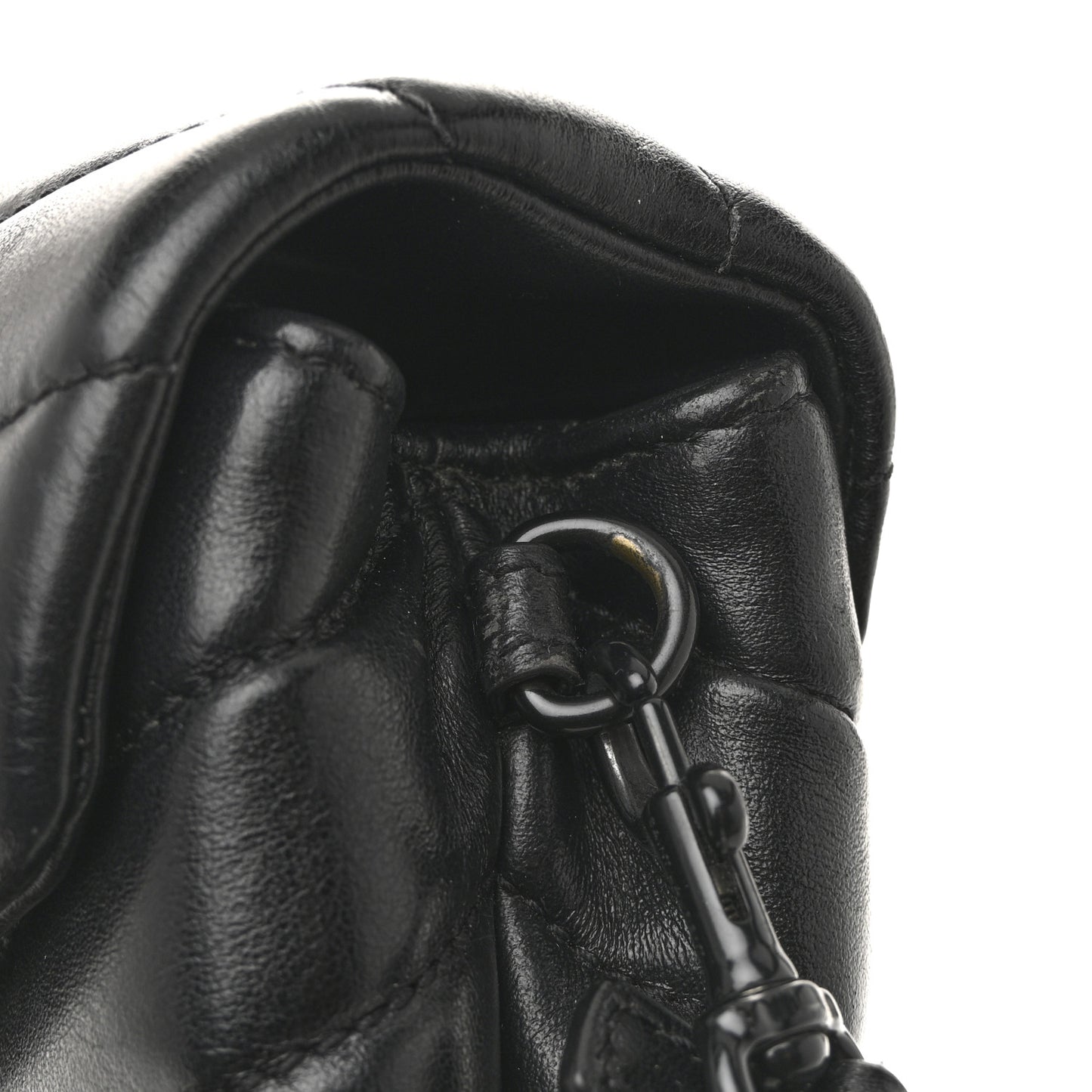 Calfskin Y Quilted Monogram Monochrome Toy Loulou Crossbody Bag Black