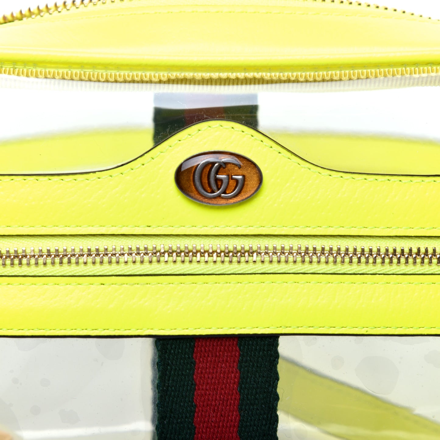 Vinyl Web Mini Ophidia Transparent Shoulder Bag Yellow Fluo