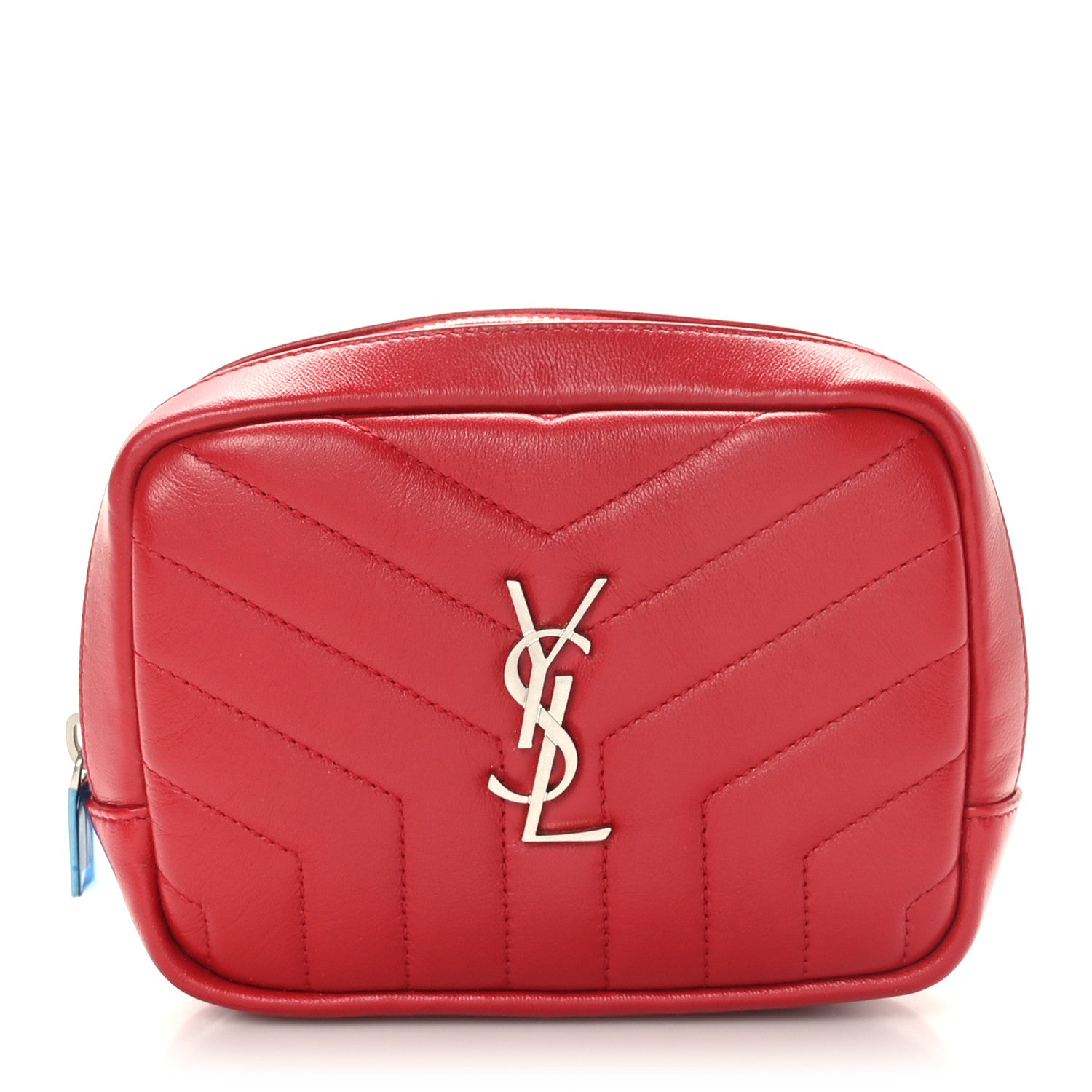 Saint Laurent Lambskin Y Quilted Monogram Loulou Cosmetic Case Rouge Orient 1 of 9