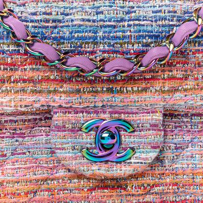 Chanel Tweed Quilted Mini Rectangular Flap Blue Pink Orange 9 of 12