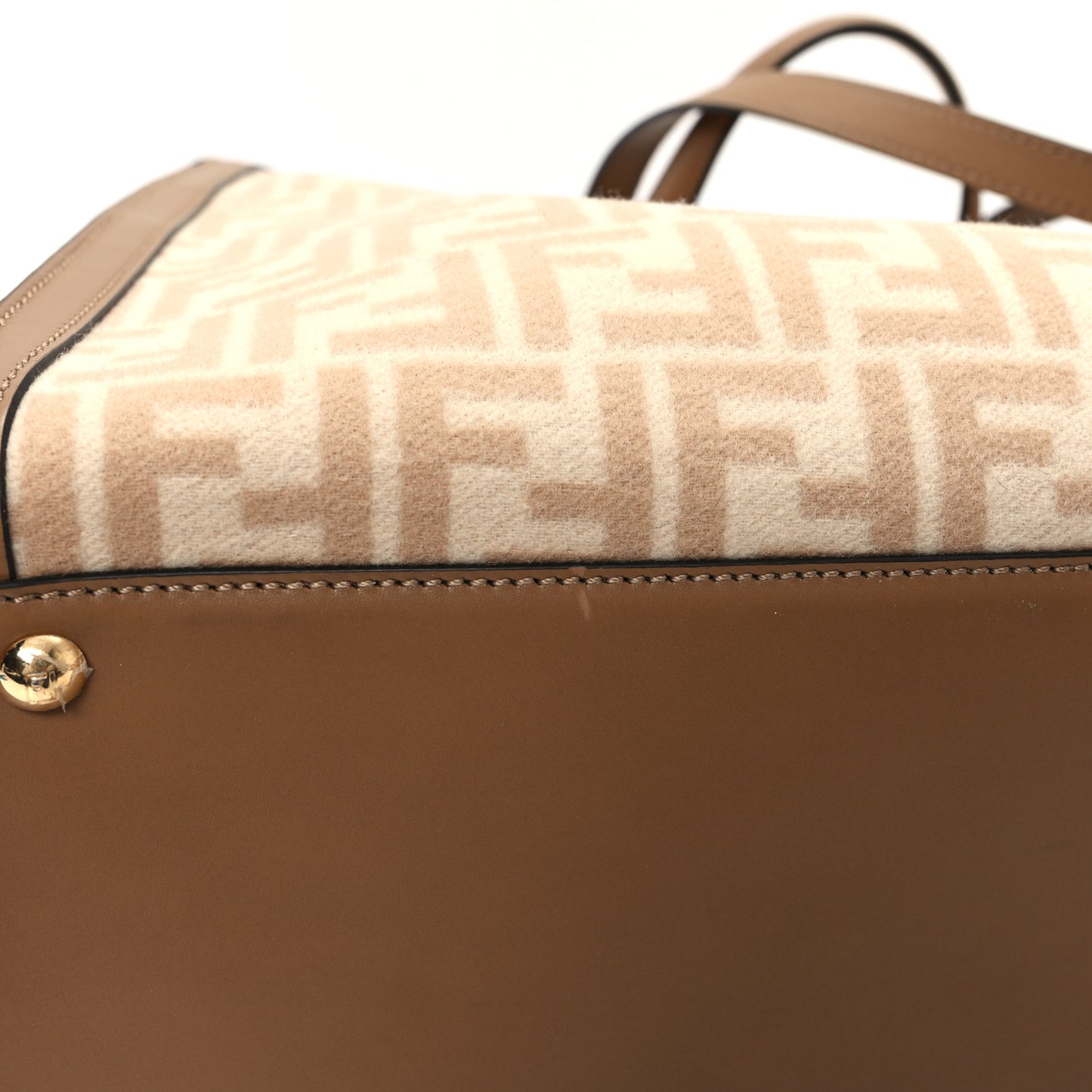 Canvas Vitello King FF Embroidered Medium Peekaboo X-Tote Beige Cammello Sand