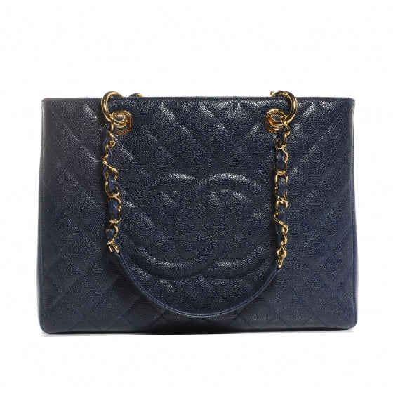 Chanel Caviar Grand Shopping Tote GST Navy 1 of 7