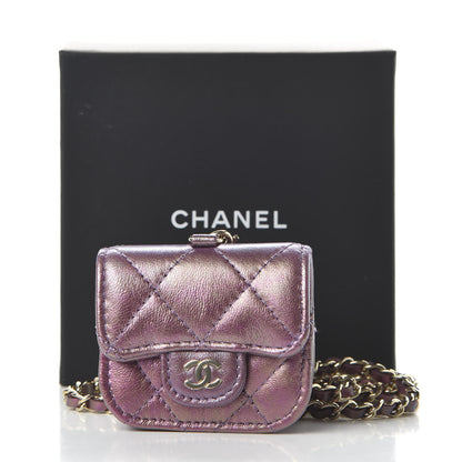 Chanel Iridescent Lambskin Quilted Airpods Pro Case Purple 10 of 10