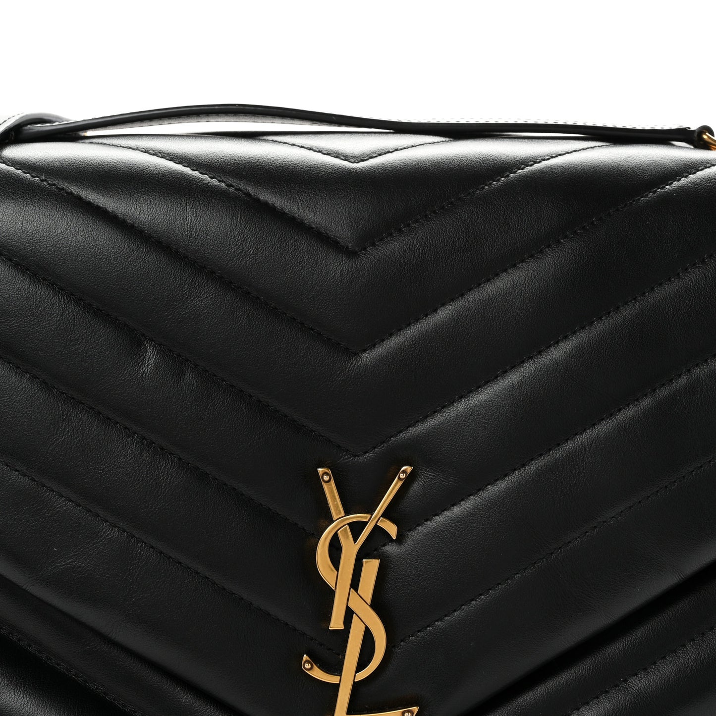 Calfskin Y Quilted Monogram Large Loulou Chain Satchel Black