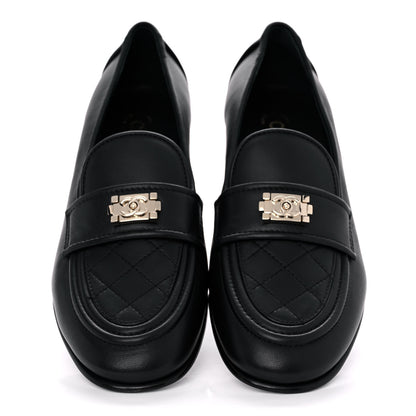Chanel Lambskin Quilted Womens CC Loafers 39.5 Black 5 of 11