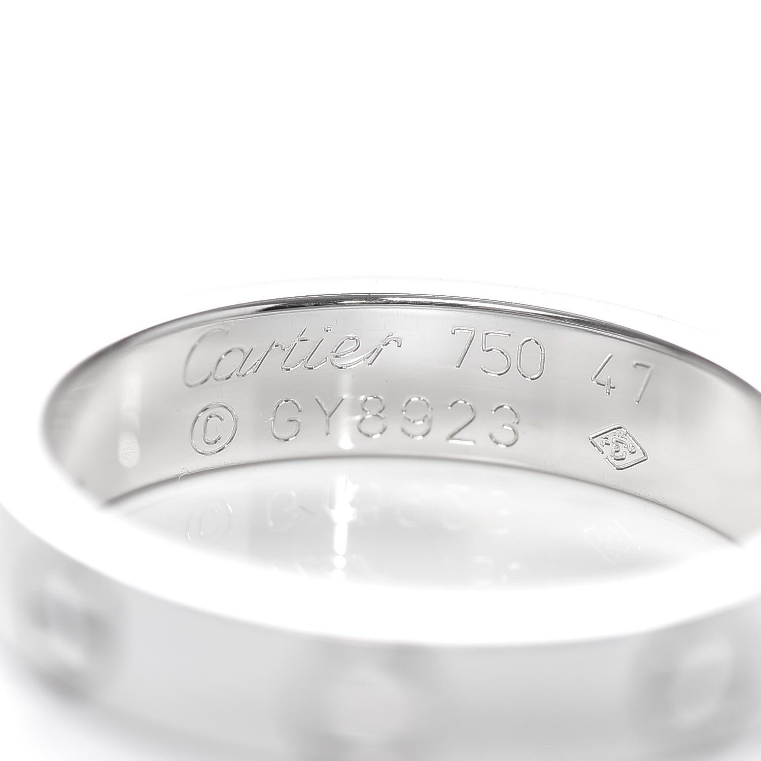 Cartier 18K White Gold 3.5mm LOVE Wedding Band Ring 47 4 4 of 4