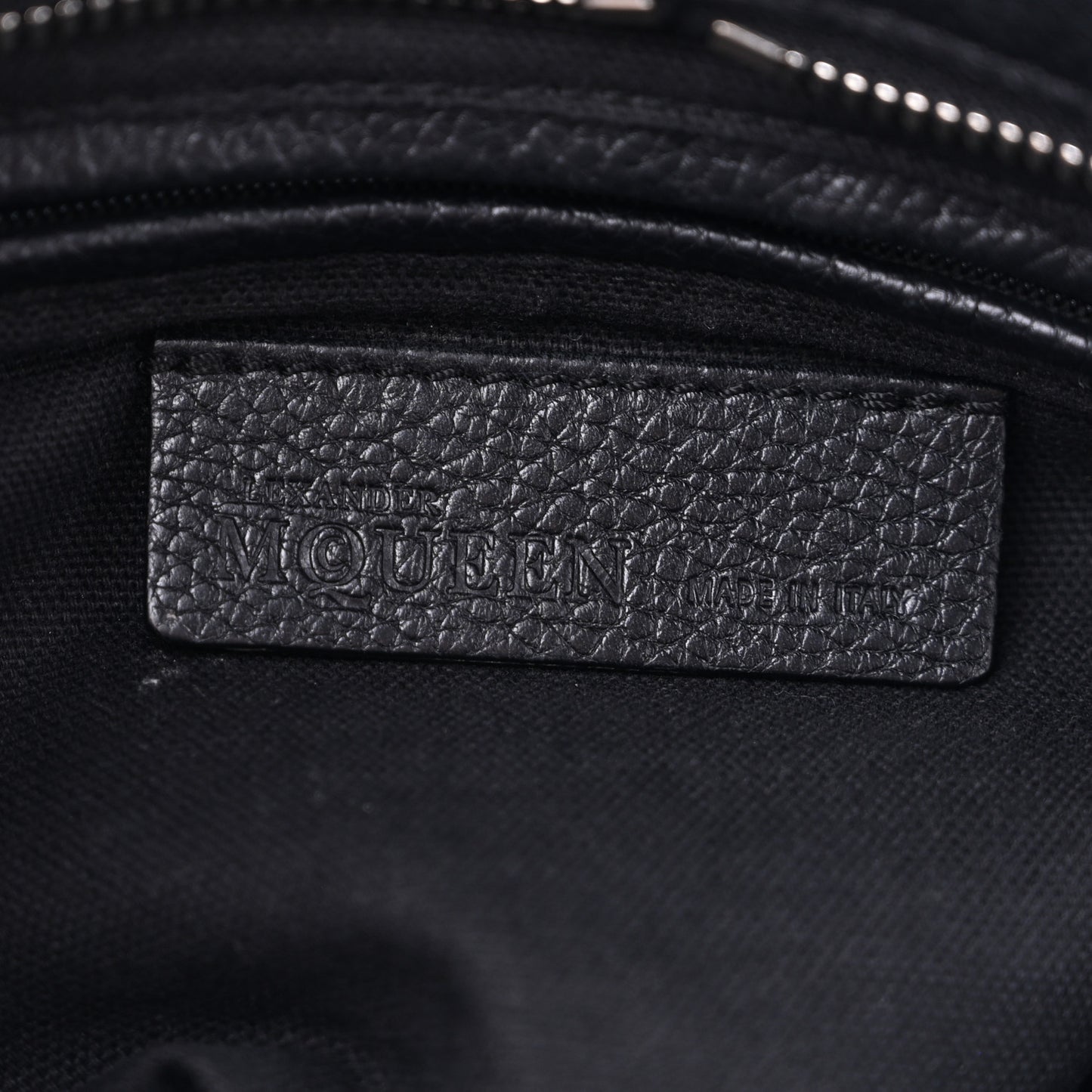 Pebbled Calfskin Mini Skull Padlock Zip Around Tote Black
