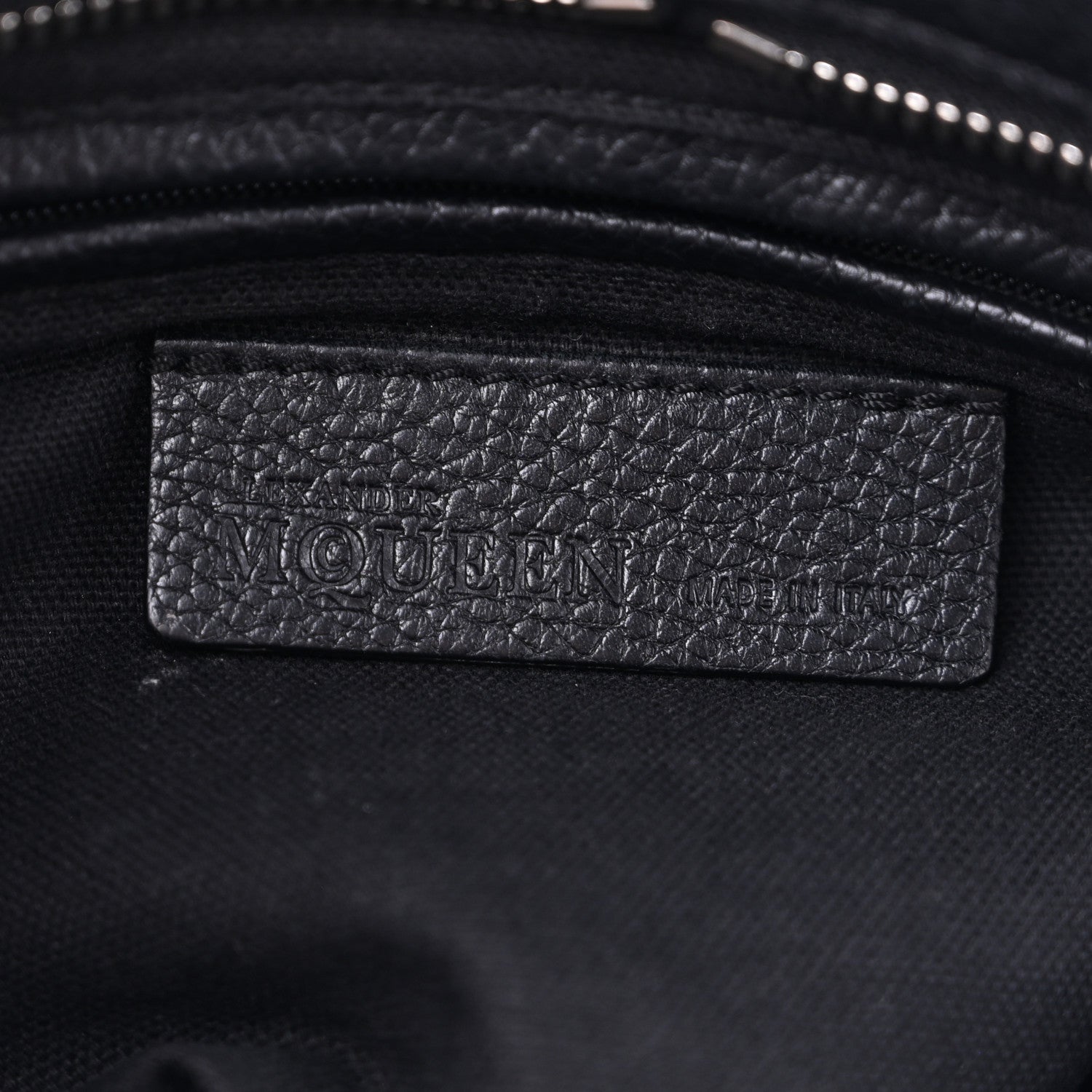 Alexander McQueen Pebbled Calfskin Mini Skull Padlock Zip Around Tote Black 6 of 15